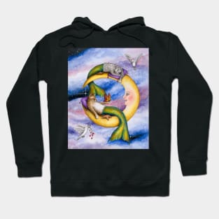 Cat Mermaid 29 cats on moon Hoodie